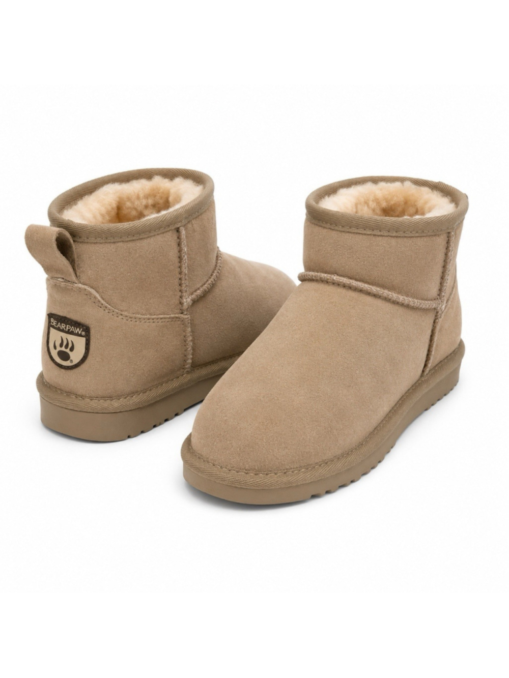 Bearpaw Kiara Taupe Gray Short Comfort Winter Suede 10 NEW